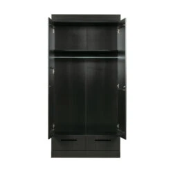 WOOOD Zwarte Kledingkast 2-deurs Met Lades -Zuiver Verkoop zwarte kledingkast 2deurs met lades woood connect 02