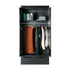 WOOOD Zwarte Kledingkast 2-deurs Met Lades -Zuiver Verkoop zwarte kledingkast 2deurs met lades woood connect 05