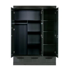 WOOOD Zwarte Kledingkast 3-deurs Met Lades -Zuiver Verkoop zwarte kledingkast 3deurs met lades woood connect 03