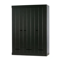 WOOOD Zwarte Kledingkast 3-deurs Met Lades -Zuiver Verkoop zwarte kledingkast 3deurs met lades woood connect 05