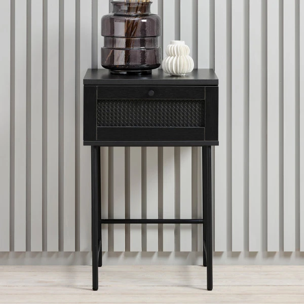 Zwarte Rotan Nachtkastje 4 Zwarte Rotan Nachtkastje - Afbeelding 2