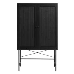 Zwarte Wandkast Met Rotan -Zuiver Verkoop zwarte wandkast met rotan bodio pose 01